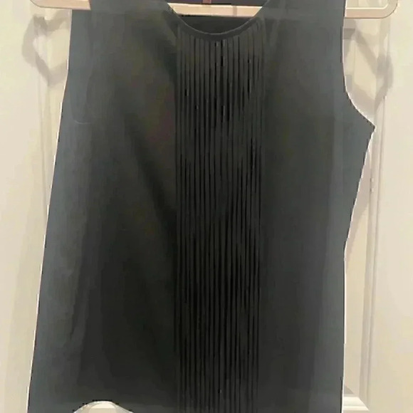 CALVIN KLEIN FRINGE FRONT BLACK BLOUSE SIZE MEDIUM UNIQUE CASUAL DATE - Picture 1 of 3